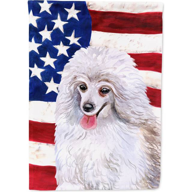Caroline's Treasures BB9683CHF Medium White Poodle Patriotic Decorative Canvas Outdoor Flag  House Size  Multicolor