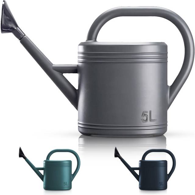 (Grey) Keplin 5L Plastic Watering Can with Stainless Steel Sprinkler Rose Durable Garden Watering Jug for Plants & Flowers  Easy Pour Outdoor