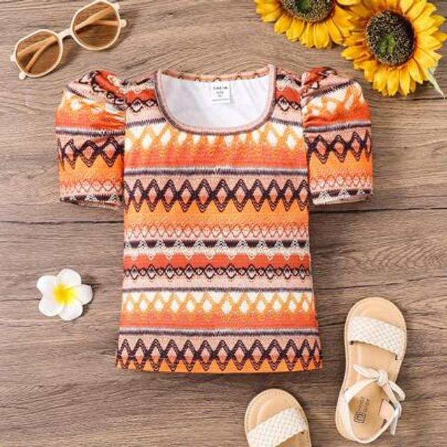 SHEIN Young Girl Knitted Square Neck Casual T-Shirt