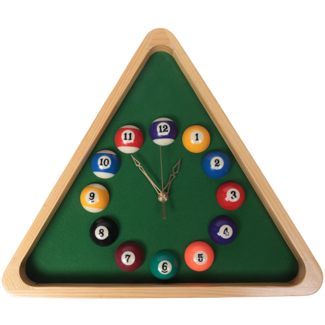 13 Inch Billiard Quartz Clock with Solid Wood Frame Wall Clock