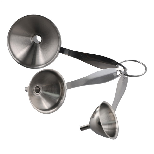 3 in 1 Funnels for Filling Bottles Stainless Steel Small Kitchen Funnel Set Transferring Essential Oils Liquid