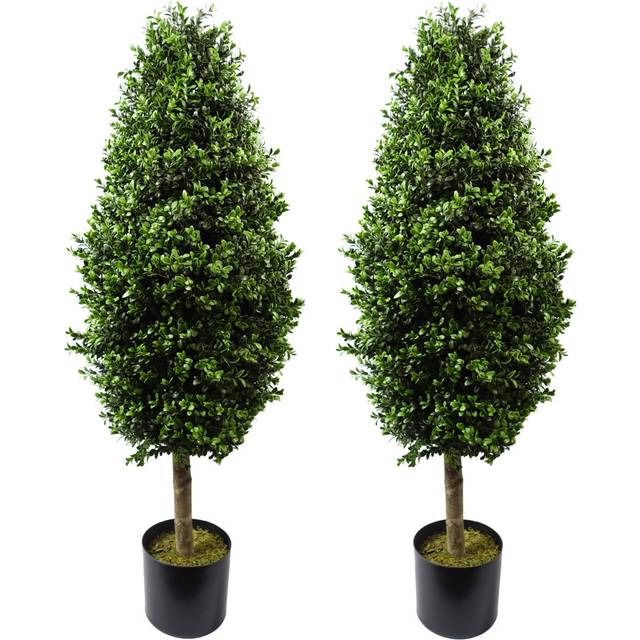 Leaf Design 120cm Pair of Buxus Ball Cone Artificial Tree UV Resistant Outdoor