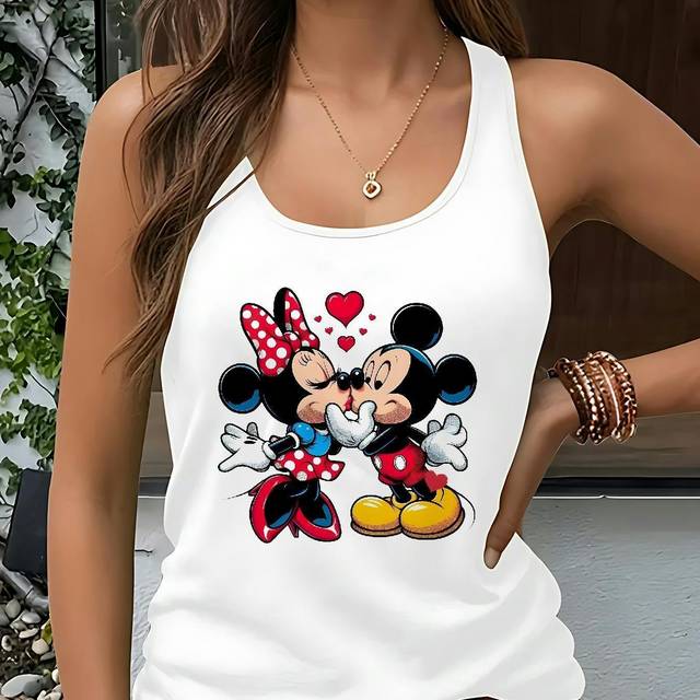 TEMU Women's Casual Sleeveless Top With & Mouse Print - Spring/summer, , Casual Summer Top | Print Top | , Mouse Accessories