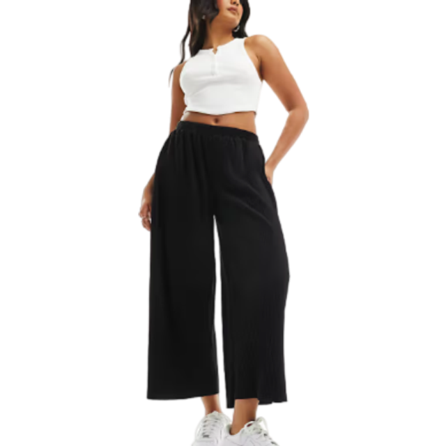 ASOS DESIGN - Plisserede culotte-bukser med vidde i sort