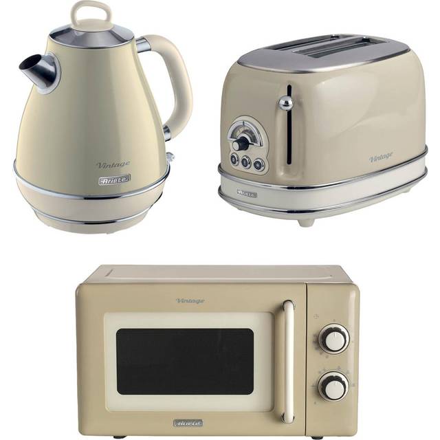 Vintage 1.7L Jug Kettle, 2 Slice Toaster & Microwave Cream - Ceam