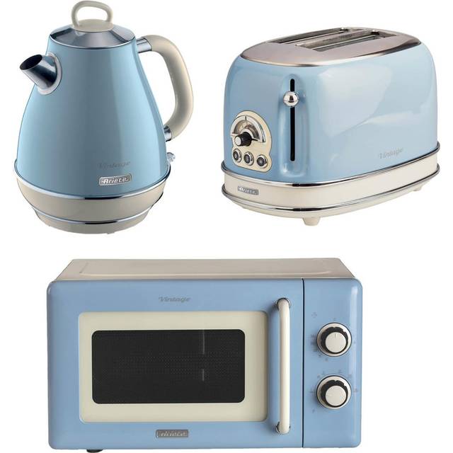 Vintage 1.7L Jug Kettle, 2 Slice Toaster & Microwave Blue