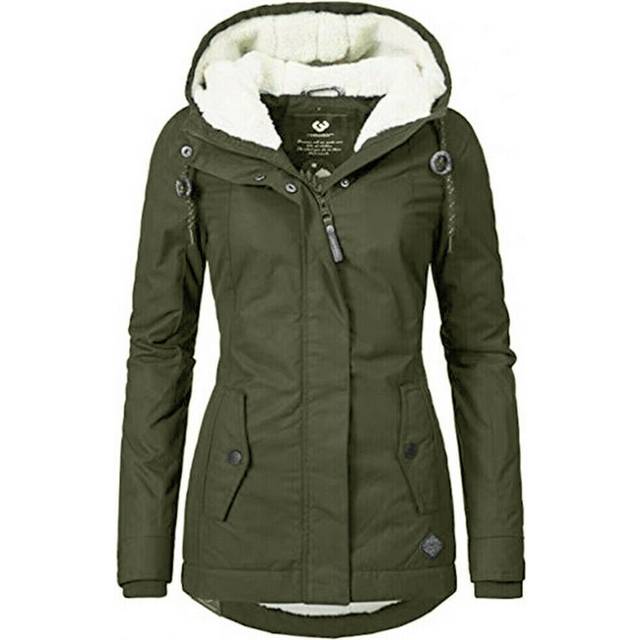 (Army Green, S) Womens Fur Lined Parka Jacket Coat Ladies Hooded Outwear Winter Warm Overcoat