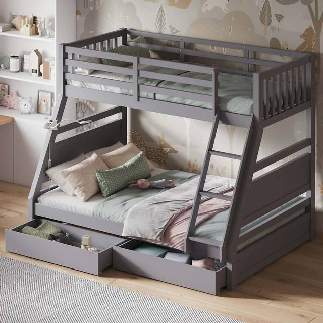 Flair Ollie Triple Bunk Bed with Drawers Grey