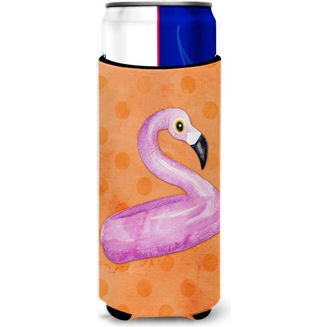 Caroline's Treasures Flamingo Floaty Orange Polkadot Beverage Insulator Hugger  Slim  Multicolor