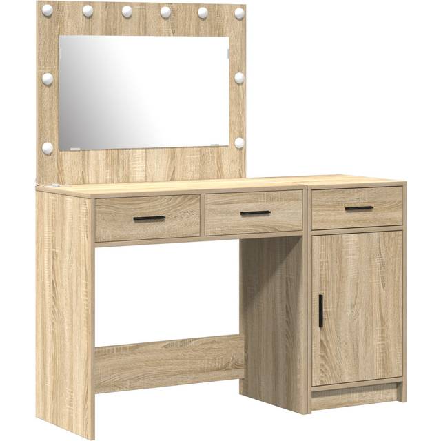 Union Rustic 2 Piece Dressing Table Set with LED Engineered Wood Sonoma Oak 135cm H X 78.5cm W X 41cm D