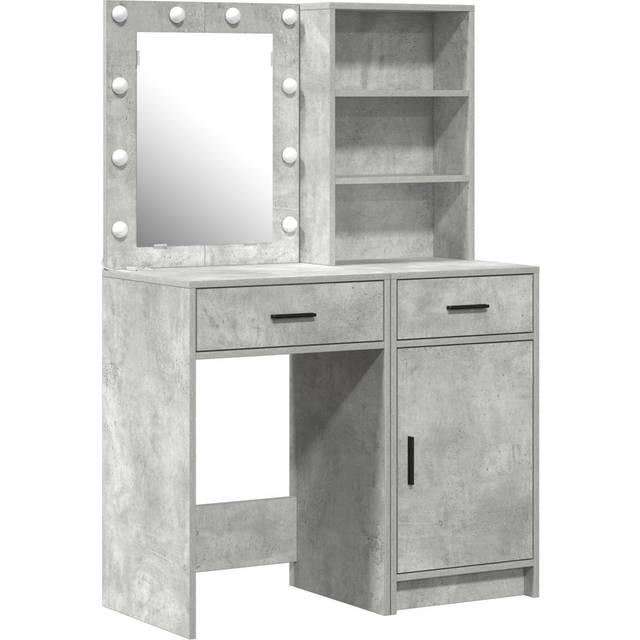 Set Of 2 Concrete Grey MDF With Concrete Effect Compact (135cm H X 50cm W X 41cm D)