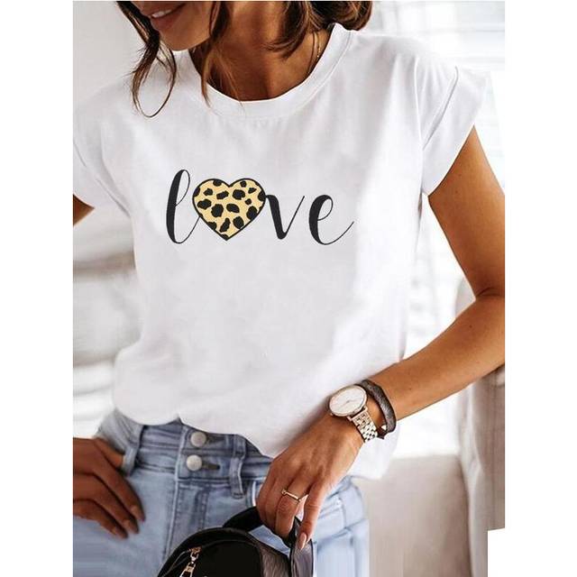 (MGQ29374, XXXL) Love Style Trend Cute 90s Short Sleeve Print T Shirt Clothing Tee Women Graphic T-shirt Summer Clothes Fashion Female Top
