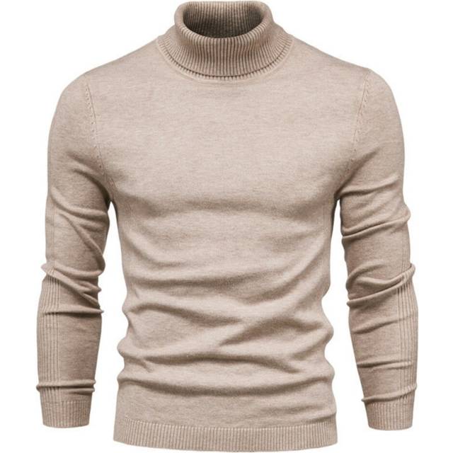 (khaki, 2XL) Men's Turtleneck Jumpers Ribbed High Roll Neck Sweater Business Casual Slim Fit Winter Warm Pullover Sweater