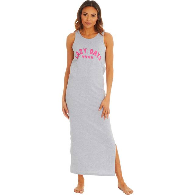 (Grey, X-Large) Ladies Cotton Long Maxi Dress Sleeveless Summer Holiday Jersey T-Shirt Dress Size S-Xl