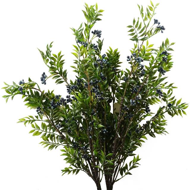 6x 70cm Nandina Foliage Blue Berry Spray Artificial