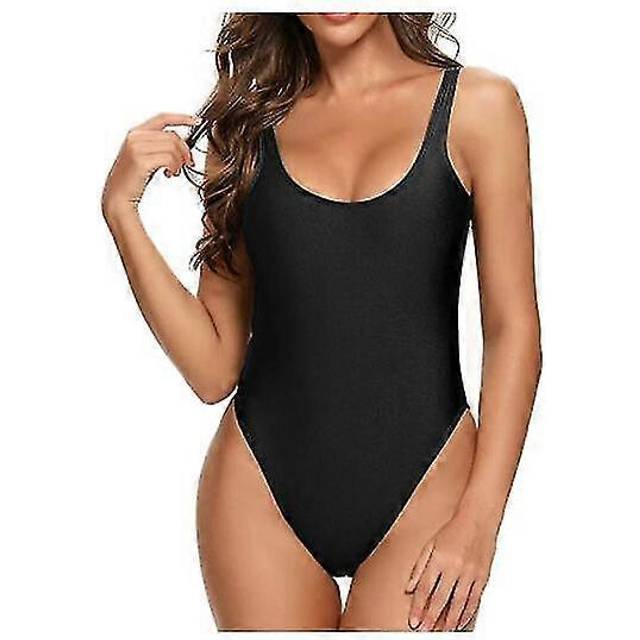 (XXL, Black) 2025 Swimsuit for Women&#39;s Retro Inspired High Cut Low Back One Piece Swimwear Bathing Suits S-2XL
