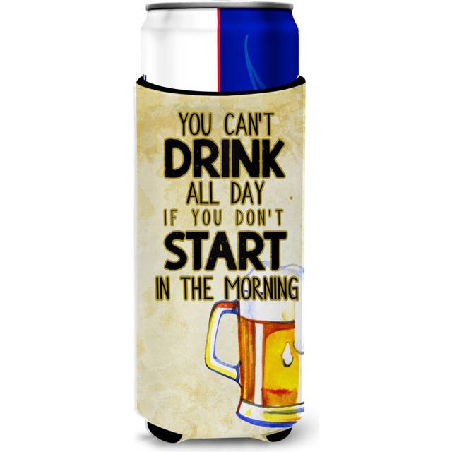 Caroline's Treasures Start Drinking In The Morning Beer Michelob Ultra Hugger For Slim Cans  Multicolor