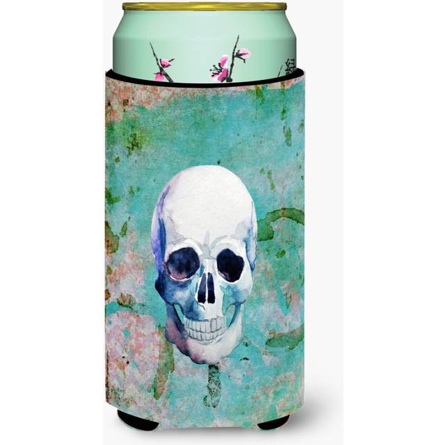 Caroline's Treasures Day of The Dead Teal Skull Tall Boy Beverage Insulator Hugger  Multicolor