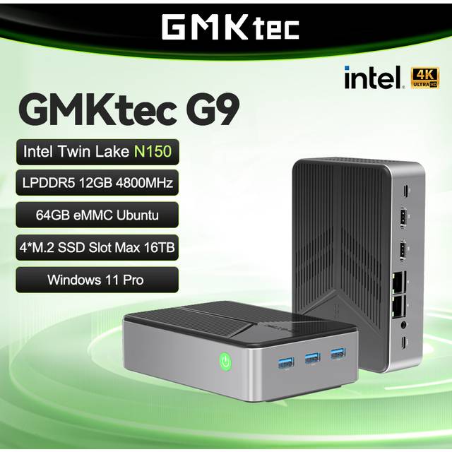 GMKtec Nucbox G9 MINI PC Intel N150 MINI NAS Windows 11 Pro LPDDR5 M.2 2280 SSD WIFI6 BT5.2 Dual