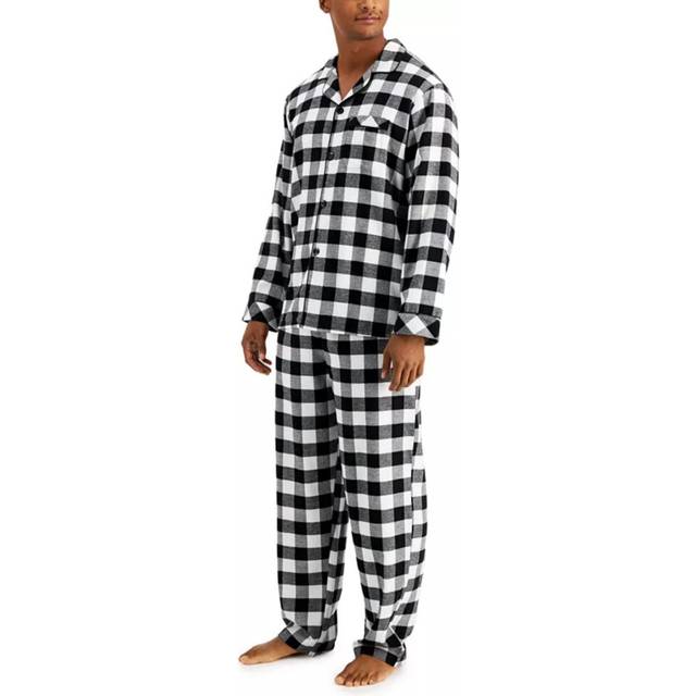 Family Pajamas Matching Men's Black Watch Plaid Flannel Pajamas Set (S