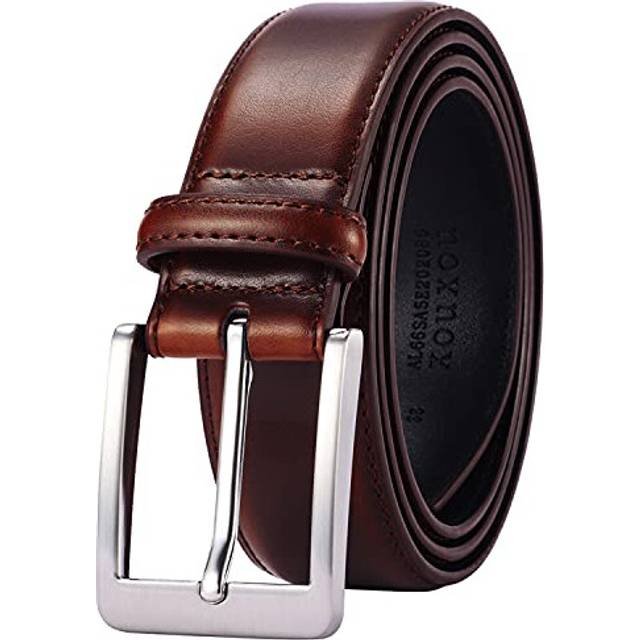 XOUXOU Men's Casual Leather Jeans Belts Classic Work Business Dress Belt with Prong Buckle for Men (Brown (S101)  34 (Waist 32))