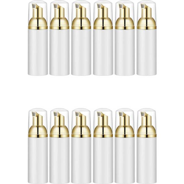 50ML/1.7Oz Foam Bottle with Gold Pump, 12Pcs, Empty Travel Foaming Dispensers for Soap, Shampoo, Gold+White