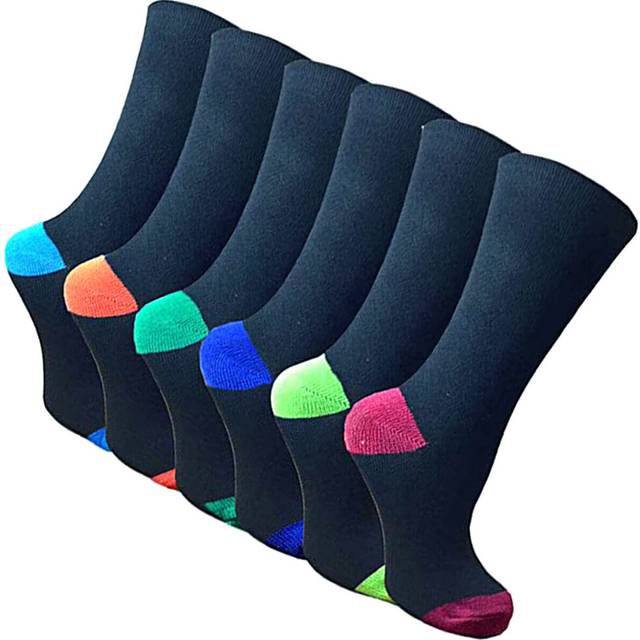 (Heel and Toe, one size) 12 Pairs Of Men's Socks Designer Cotton Rich Casual Work Dress Socks, Size 6-11