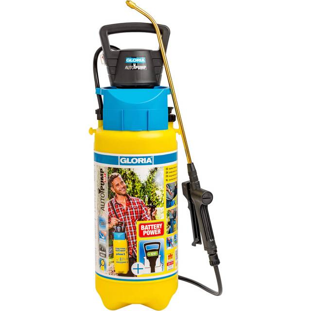 GLORIA Pressure Sprayer AutoPump Set | Garden Sprayer | 5 Litre Capacity | Sprayer with Battery/Rechargeable Battery Operation | No Laborious Pumping