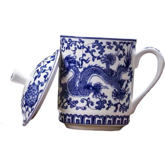 1 Set Blue and White Porcelain Teacup Pottery Mug Cute Mug China Coffee Mug
