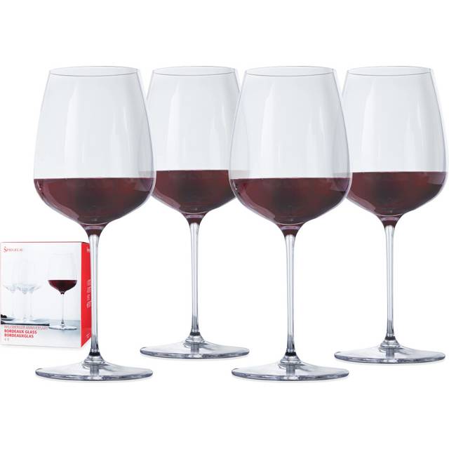 Spiegelau Willsberger Bordeaux Wine Glasses  Set of 4  European-Made Lead-Free Crystal  Classic Stemmed  Dishwasher Safe  Professional Quality Red Win