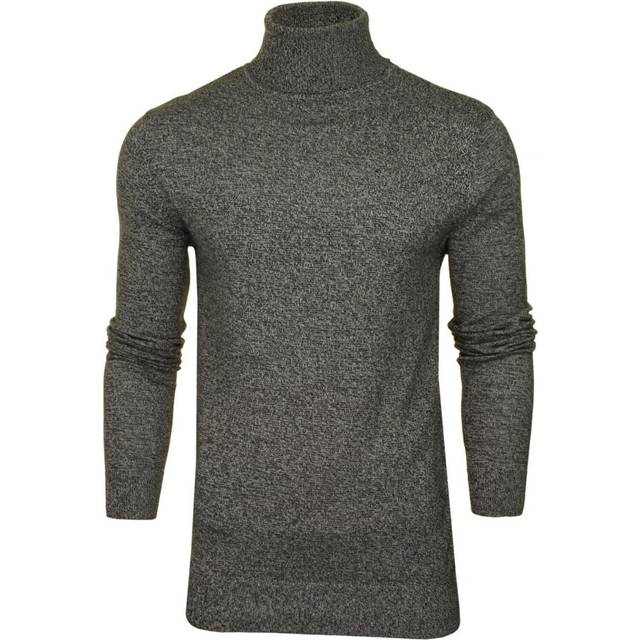 (Charcoal, L (Chest Size 40 in - 42 in)) Mens Turtle Roll Neck Jumper Brave Soul Knitted Long Sleeve Pullover Sweater