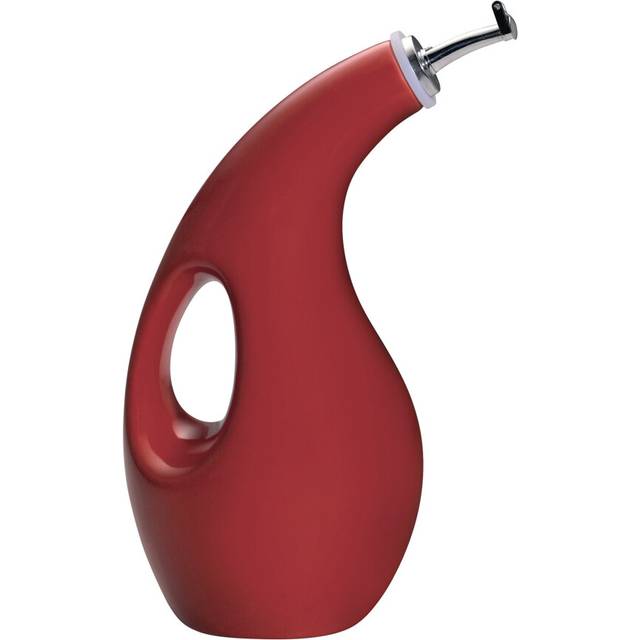 Rachael Ray Solid Glaze EVOO Olive Oil Bottle Dispenser with Spout  24 Ounce  Red