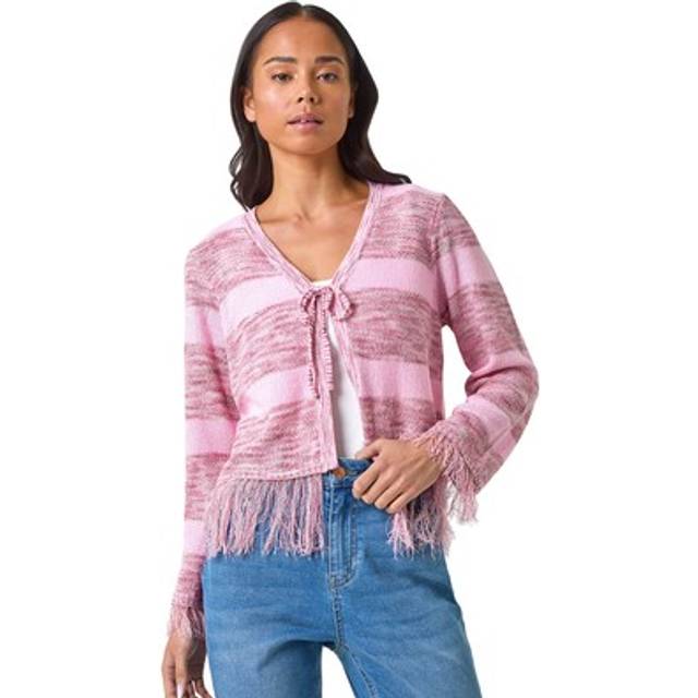 Tassel Stripe Cardigan - Pink - 8