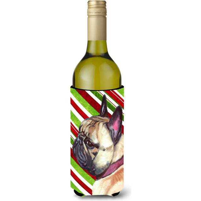 Caroline's Treasures LH9594LITERK French Bulldog Frenchie Candy Cane Holiday Christmas Wine Bottle Hugger Bottle Cooler Sleeve Hugger Machine Washable