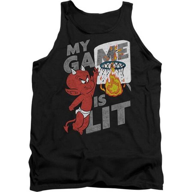 Trevco Sportswear DRM346-TK-1 Hot Stuff Game is Lit Adult Tank Top, Black - Small