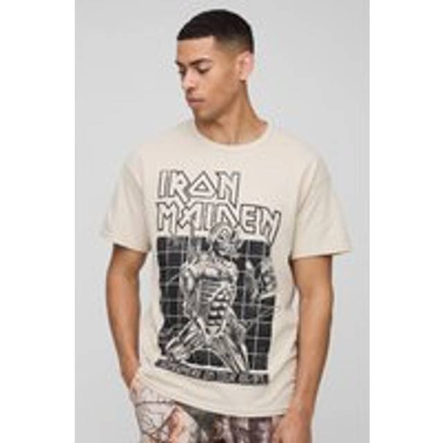 Oversized Iron Maiden License Printed T-Shirt - Beige - M