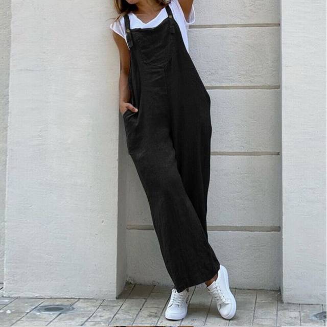 (#3 Black-Summer Loose Overall, 2XL) Womens Overalls Dungarees Summer Loose Trousers Ladies Baggy Jumpsuit Playsuit