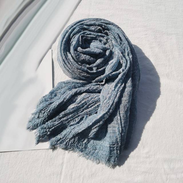 Unisex Scarf Cotton Linen Solid Color Mens Scarves Shawl Crumpled Warm Scarves