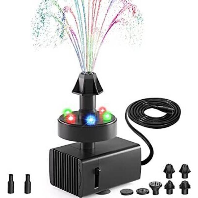 24-Hours Working Pond Fountain Pump,Bird Bath Fountain Pump with 7 Nozzles for Outdoor,Garden,Pond,Aquarium,Fish Tank,Adjustable Water Pump with