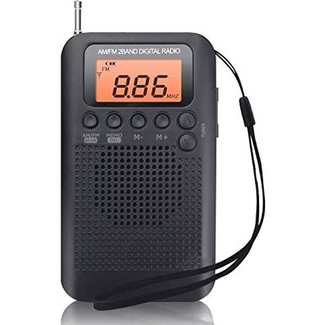 Portable Radio Mini Radio Pocket Size FM/AM Digital DSP Personal Radio with Speaker Alarm Clock & Timer, Handheld Radio with Earphones, Supports