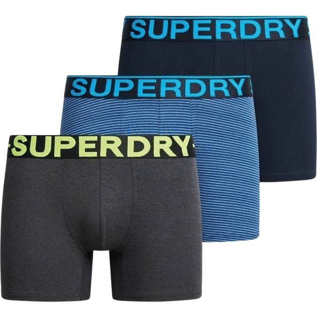 Superdry Stretch Cotton Boxers, Pack of 3, Blue/Multi