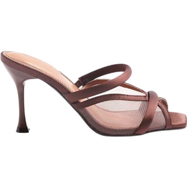 River Island Womens Brown Mesh Cross Strapped Heeled Mule Sandals - 8
