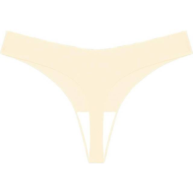 (beige, L) Finetoo Women Seamless G-string Sexy Low-waist Thongs Bikini Panties Soft And Comfortable