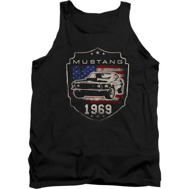 Trevco Sportswear FORD264-TK-5 Ford Mustang 1969 Flag Adult Tank Top, Black - 2X