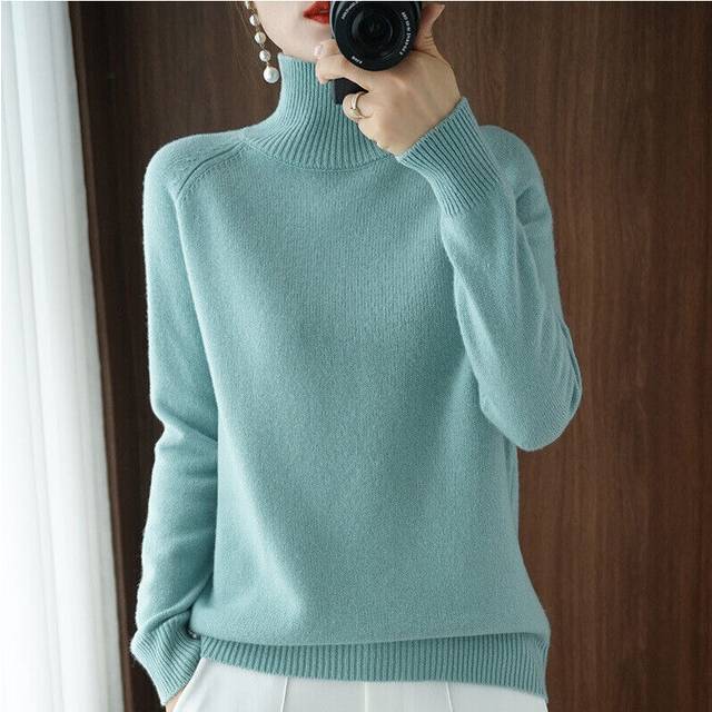 (Green, UK 16 (Tag 2XL)) Womens Turtleneck Sweaters Winter Jumpers Knit Thick Loose Pullover Casual Tops