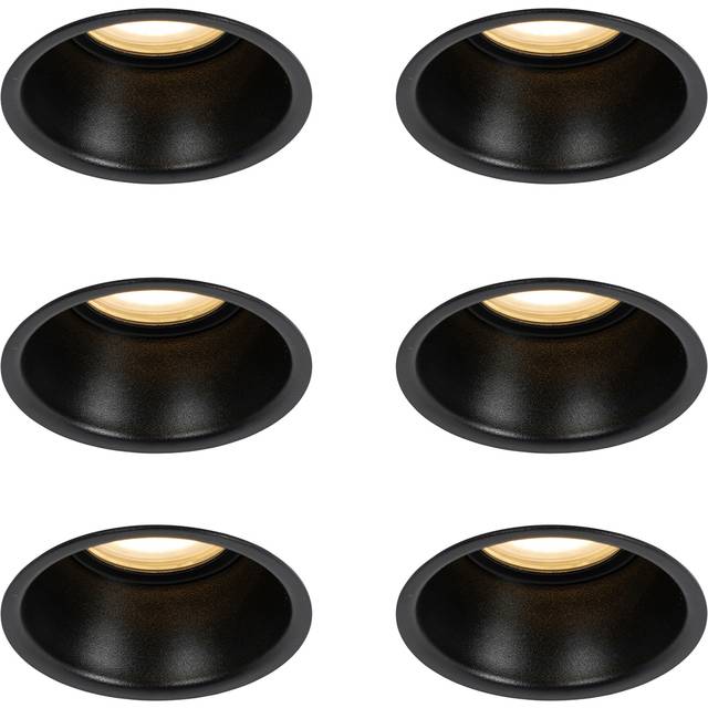 Set om 6 infällda spotlights svarta GU10 50mm IP44 - Dept