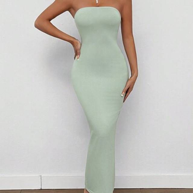 SHEIN Split Back Tube Summer Women Outfit Dress,Pastel Dresses For Women