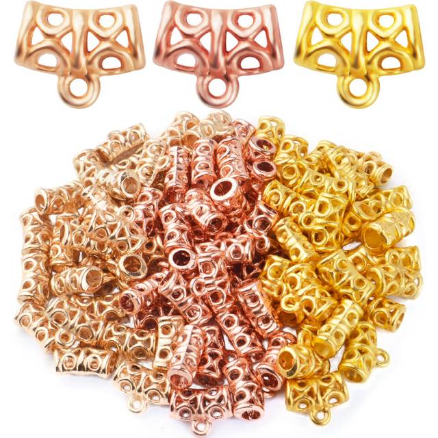 Bail Tube Beads 90pcs Bail Connector Spacer Beads Alloy Bead Hanger Charm Hollow Bail Beads With Charm Loop for European Bracelet Pendant Jewelry Maki