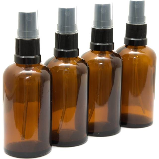 60ml Amber Glass Bottles with Black ATOMISER Sprays - Pack of 4
