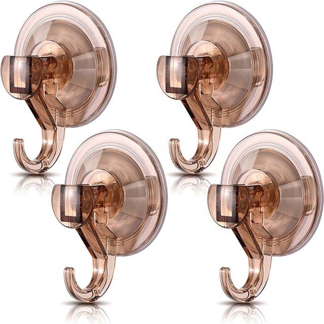 4Pcs Strong Traceless Suction Cup Hook Bathroom Adhesive Hook Kitchen Hook-Orange